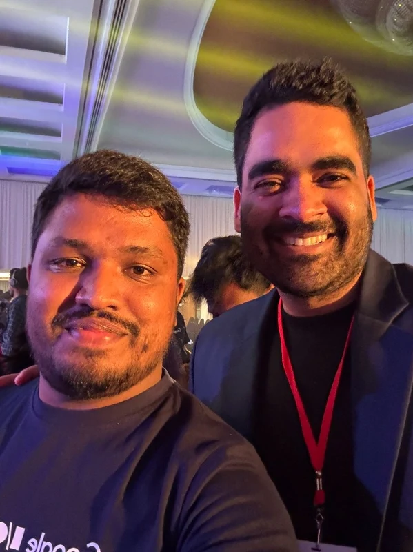 Chandima Galahitiyawa with colleague at tech conference